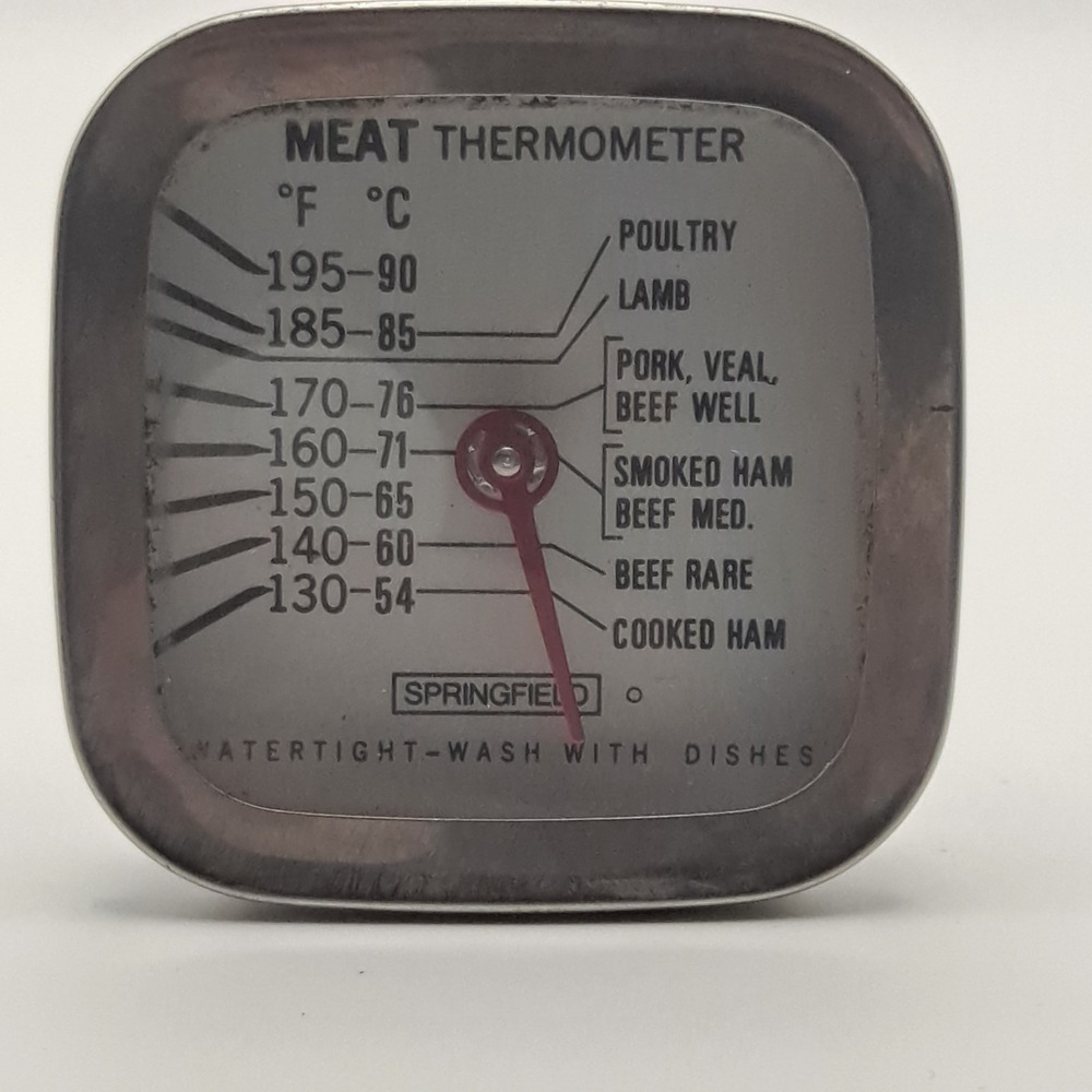 Vtg Springfield Meat Thermometer Watertight U.S.A. Chrome Stainless 1950's HLN